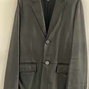 Men's Genuine Black Leather Sport Coat